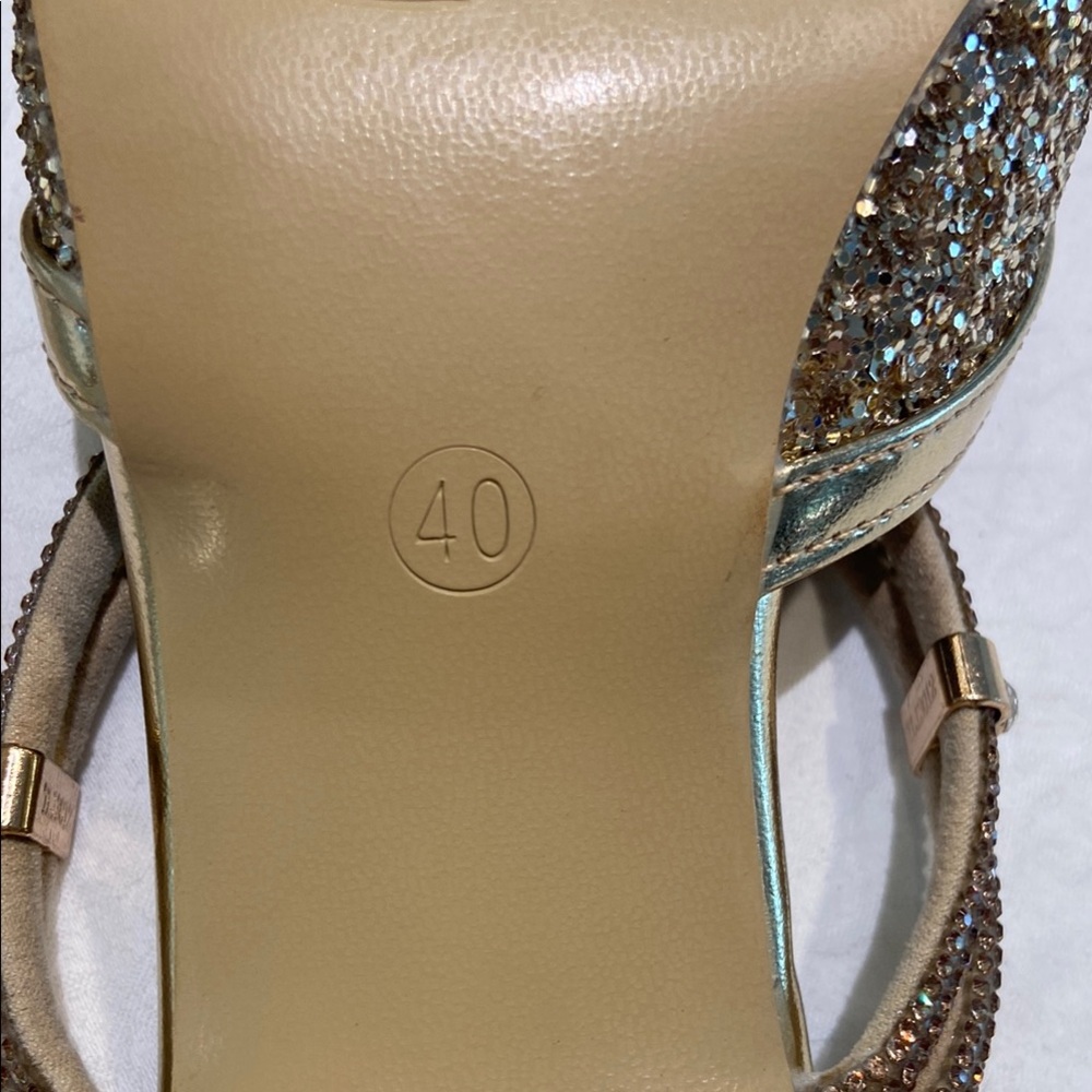 Gold Glitter Heels with Metallic Strap - Picture 4 of 6